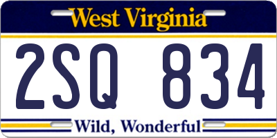 WV license plate 2SQ834