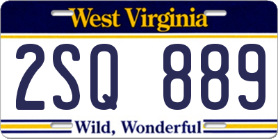 WV license plate 2SQ889