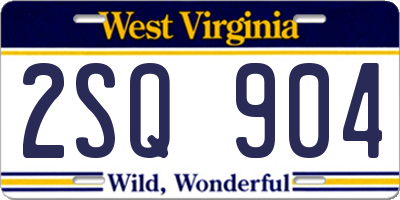 WV license plate 2SQ904