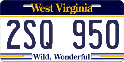 WV license plate 2SQ950