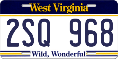 WV license plate 2SQ968