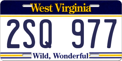 WV license plate 2SQ977