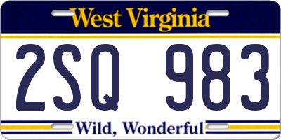 WV license plate 2SQ983
