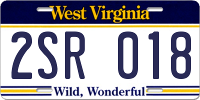 WV license plate 2SR018