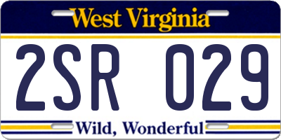 WV license plate 2SR029