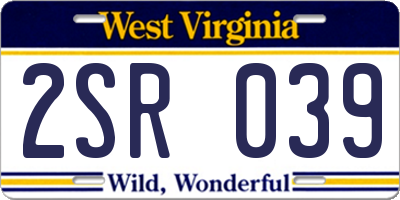 WV license plate 2SR039