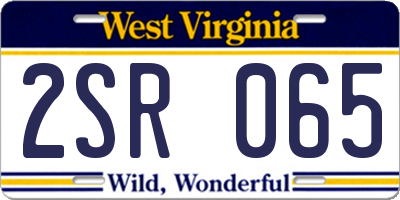 WV license plate 2SR065