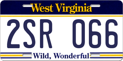 WV license plate 2SR066