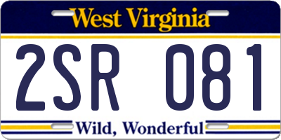 WV license plate 2SR081