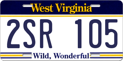 WV license plate 2SR105