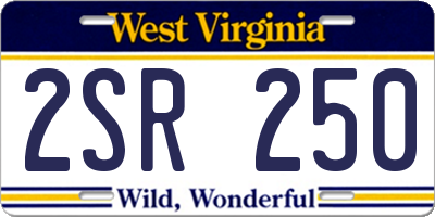 WV license plate 2SR250