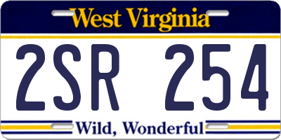 WV license plate 2SR254