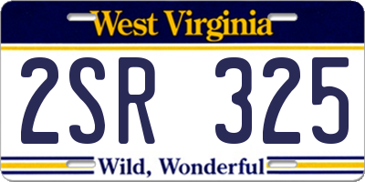 WV license plate 2SR325