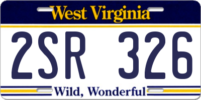 WV license plate 2SR326
