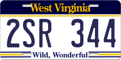 WV license plate 2SR344