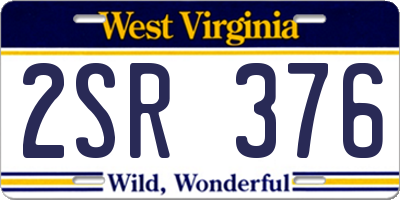 WV license plate 2SR376