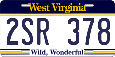 WV license plate 2SR378