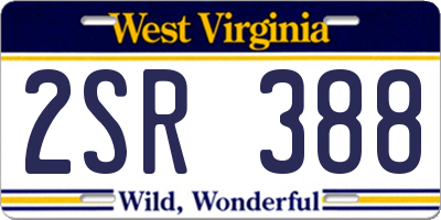 WV license plate 2SR388