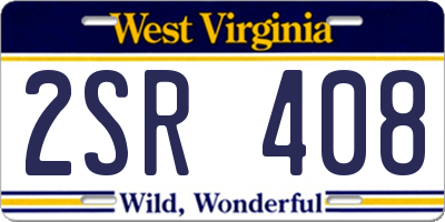 WV license plate 2SR408