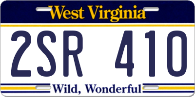 WV license plate 2SR410