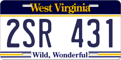 WV license plate 2SR431
