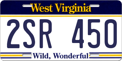 WV license plate 2SR450