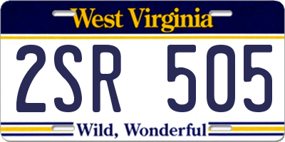 WV license plate 2SR505