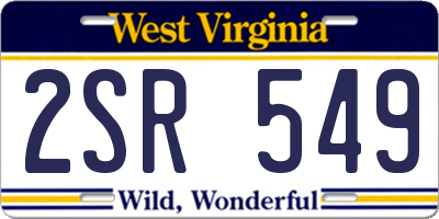 WV license plate 2SR549