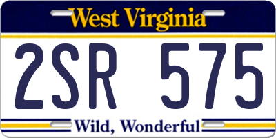 WV license plate 2SR575