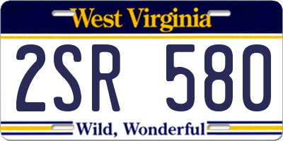 WV license plate 2SR580