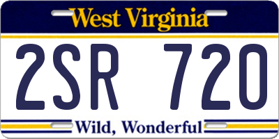 WV license plate 2SR720