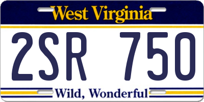 WV license plate 2SR750
