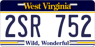 WV license plate 2SR752