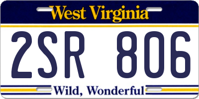 WV license plate 2SR806