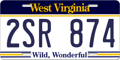 WV license plate 2SR874