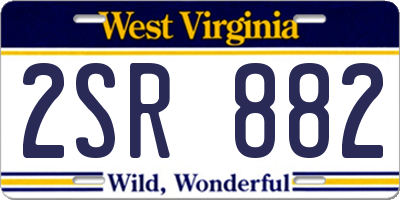 WV license plate 2SR882