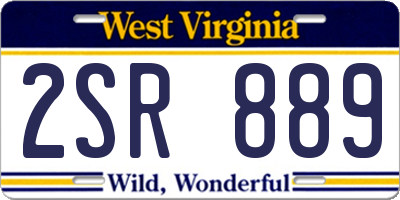 WV license plate 2SR889