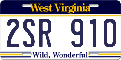 WV license plate 2SR910