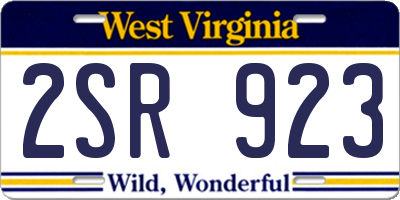 WV license plate 2SR923