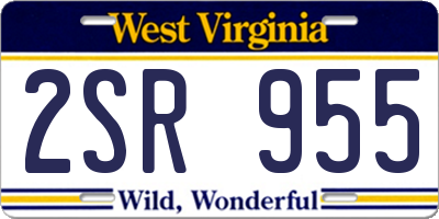 WV license plate 2SR955