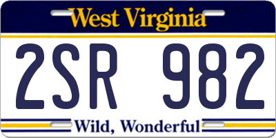 WV license plate 2SR982
