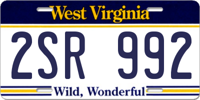 WV license plate 2SR992