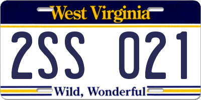 WV license plate 2SS021