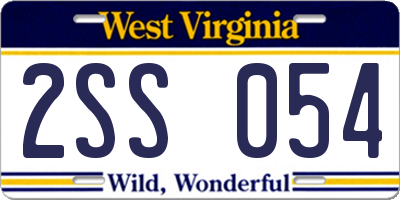 WV license plate 2SS054