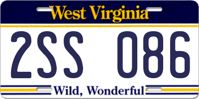 WV license plate 2SS086