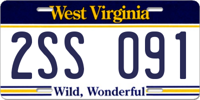 WV license plate 2SS091