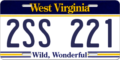 WV license plate 2SS221