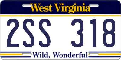 WV license plate 2SS318