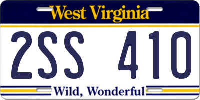 WV license plate 2SS410