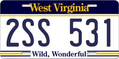 WV license plate 2SS531